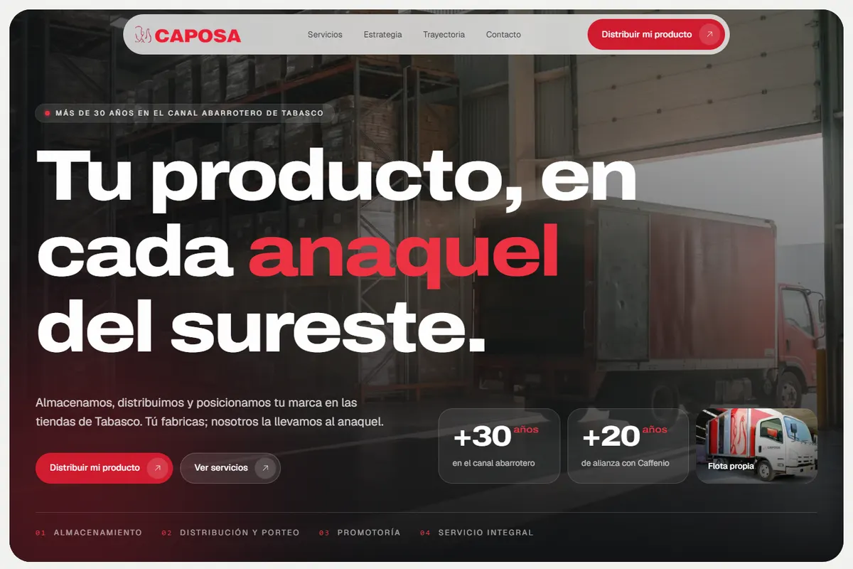 Portada de la propuesta de sitio web para CAPOSA (Propuesta 1 · Operación)