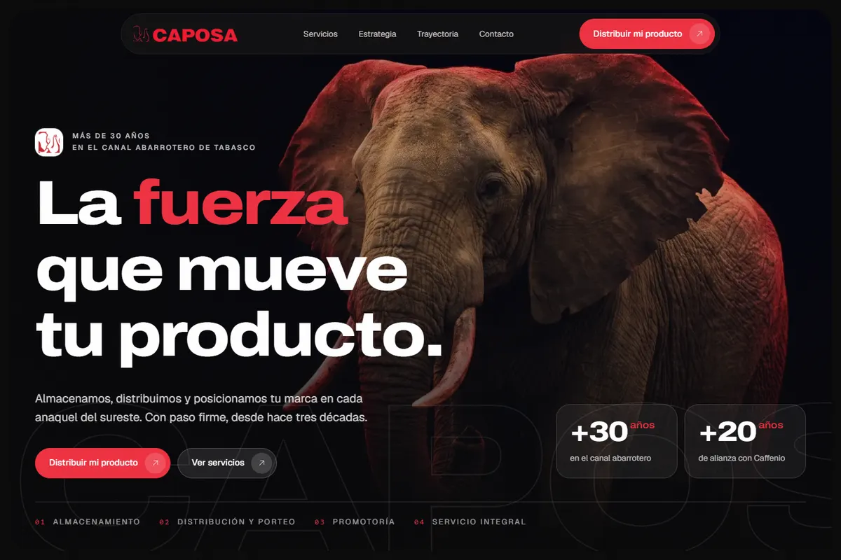 Portada de la propuesta de sitio web para CAPOSA (Propuesta 2 · Fuerza)